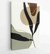 Canvas schilderij - Luxury botanical golden Texture wall art vector set. Marble art design with abstract shape and gold pattern. 1 -    – 1843002340 - 50*40 Vertical
