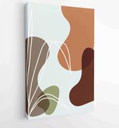 Canvas schilderij - Earth tone boho foliage line art drawing with abstract shape. Abstract Plant Art design for print, cover, wallpaper, Minimal and natural wall art. 4 -    – 1839