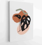 Canvas schilderij - Botanical wall art vector set. Earth tone boho foliage line art drawing with abstract shape. 3 -    – 1888031884 - 50*40 Vertical