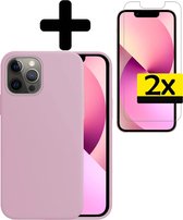 iPhone 13 Pro Max Hoesje Case Siliconen Met 2x - iPhone 13 Pro Max Case Hoesje Hoes Met 2x - Lila