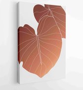 Canvas schilderij - Tropical line arts hand draw gold exotic flower and leaves. Design for packaging design, social media post, cover, banner, Wall arts. 1 -    – 1814260229 - 40-3