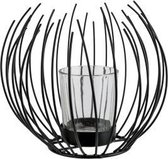 Windlicht - Tafellamp - Kaarsenhouder - Lantaarn - Met Waxinelichthouder Goud - 14,5x14,5x13,5cm - Metaal