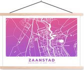 Porte-affiche avec affiche - Affiche scolaire - Plan de la ville - Zaanstad - Violet - 150x100 cm - Lattes transparentes