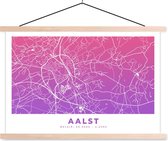Porte-affiche avec affiche - Affiche scolaire - Plan de la ville - Alost - Violet - België - 150x100 cm - lattes vierges