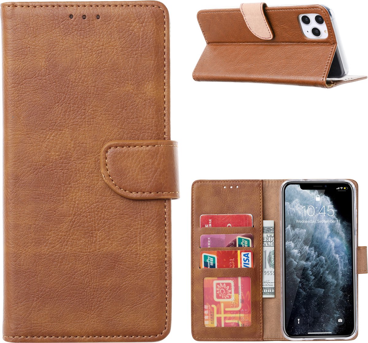 Hoesje Geschikt voor iPhone 13 Pro hoesje bookcase Bruin