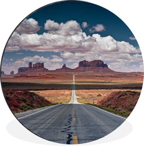 Road to Monument Valley en Amérique Cercle mural aluminium ⌀ 30 cm - impression photo sur cercle mural / cercle vivant / cercle de jardin (décoration murale)