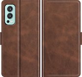 OnePlus Nord 2 Hoesje - Mobigear - Slim Magnet Serie - Kunstlederen Bookcase - Bruin - Hoesje Geschikt Voor OnePlus Nord 2