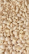 Wooden beads in glass +/-85g white