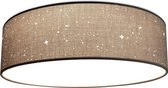 Navaris plafondlamp rond met sterreneffect - LED lamp met warm wit licht - Ronde stoffen plafonnière - 22 Watt - 40 x 12 cm - Lichtgrijs