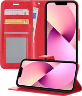 iPhone 13 Pro Hoesje Book Case Hoes - iPhone 13 Pro Hoesje Case Portemonnee Cover - iPhone 13 Pro Hoes Wallet Case Hoesje - Rood