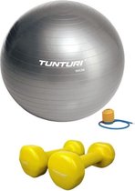 Tunturi - Fitness Set - Vinyl Dumbbell 2 x 1,5 kg  - Gymball Zilver 90 cm