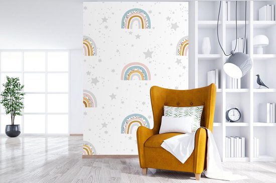Motif enfant avec des arcs-en-ciel et des étoiles sur fond blanc 225x350 cm