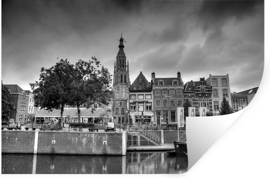 Muurstickers - Sticker Folie - Wolkenlucht lucht boven de Nederlandse stad Breda - zwart wit - 60x40 cm - Plakfolie - Muurstickers Kinderkamer - Zelfklevend Behang - Zelfklevend behangpapier - Stickerfolie