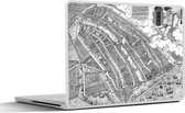 Laptop sticker - 14 inch - Grote en historische stadskaart van het Noord-Hollandse Amsterdam - zwart wit - 32x5x23x5cm - Laptopstickers - Laptop skin - Cover