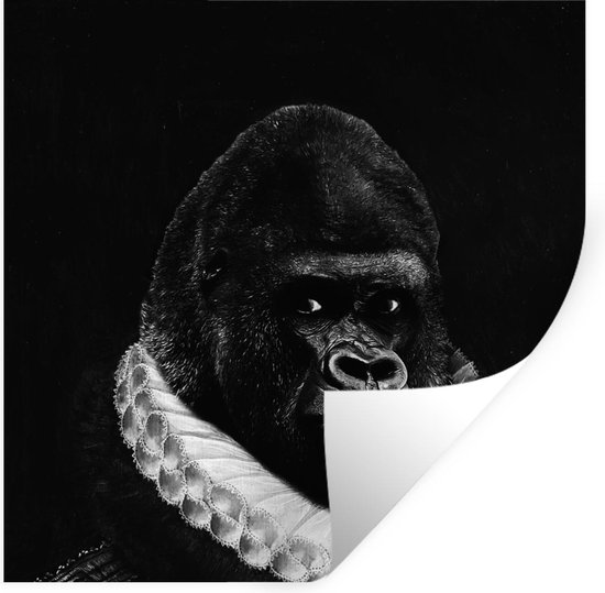Stickers Stickers muraux - Peinture - Gorilla - Zwart - Wit - 80x80 cm - Feuille adhésive