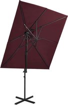 Zweefparasol met dubbel dak 250x250 cm bordeauxrood