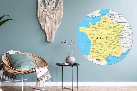 WallCircle - Tableau - Carte France - Multicolore - 150 X 150 Cm