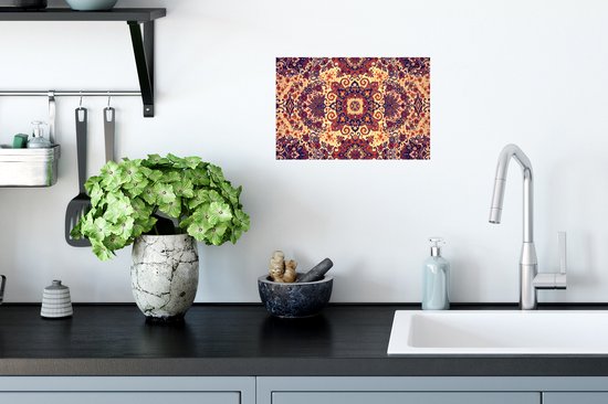 Stickers muraux - Film autocollant - Tapis persan - Motifs - Rouge - Jaune - 30x20 cm - Film adhésif - Stickers muraux chambre d'enfant - Papier peint autocollant - Papier peint autocollant - Film autocollant