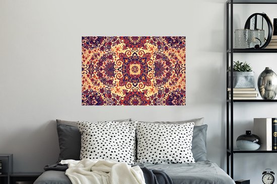 Stickers muraux - Film autocollant - Tapis persan - Motifs - Rouge - Jaune - 90x60 cm - Film adhésif - Stickers muraux chambre d'enfant - Papier peint autocollant - Papier peint autocollant - Film autocollant