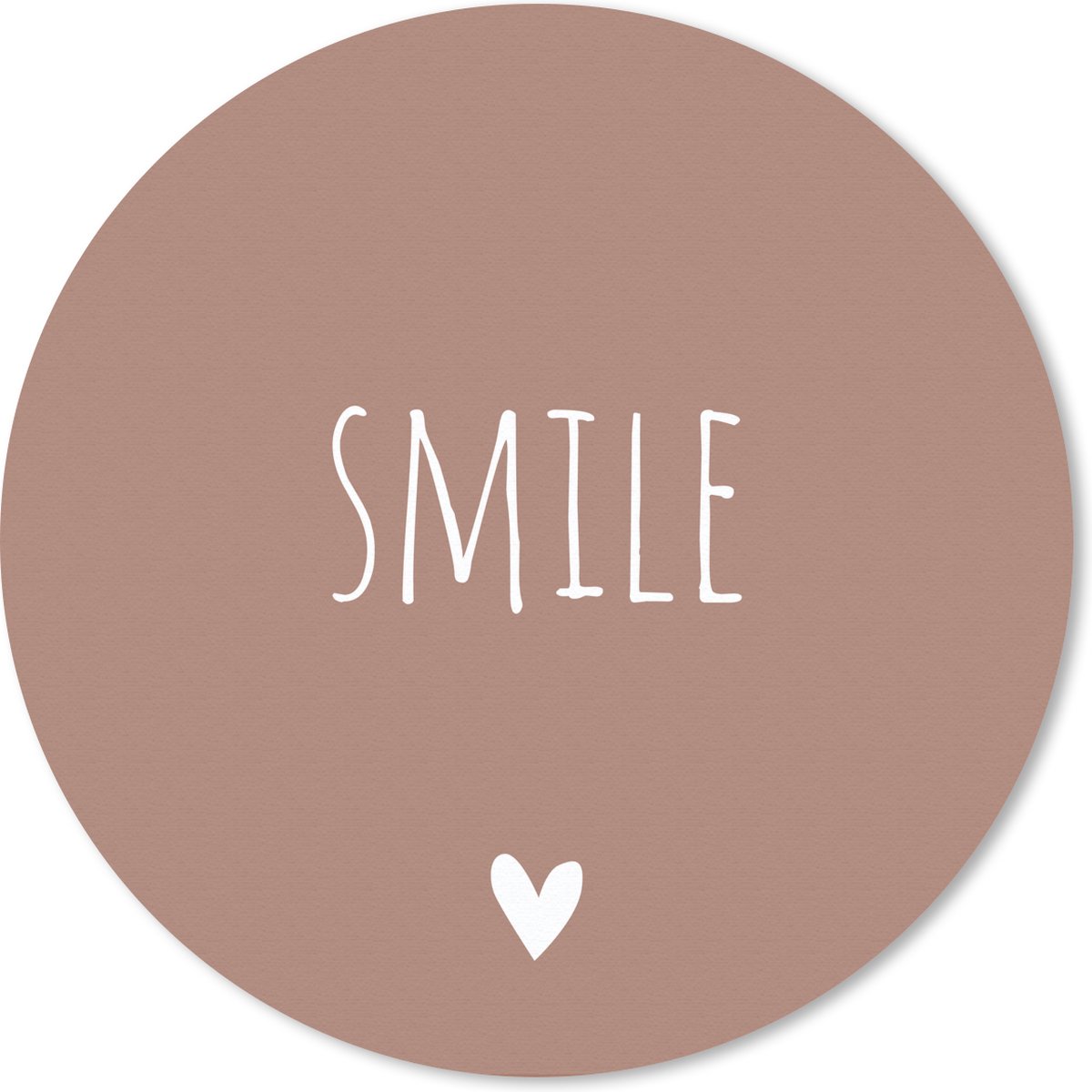 Muismat rond 20x20 cm - Mousepad Engelse quote "Smile" op een bruine achtergrond - Ronde muismatten