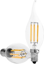 ECD Germany Pak van 4 LED Surge Candle Filament E14 6W - Warm wit 2800K - 606 lumen - 120° stralingshoek - AC 220-240V - vervangt 30W gloeilamp - Vintage Retro - Light Bulb Lamp La