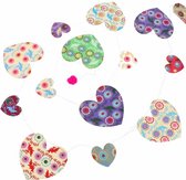 Papieren horizontale slinger met multicolour hartjes - Amore