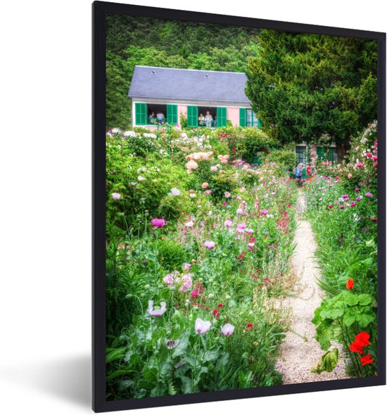 Fotolijst incl. Poster - Pad naar boerderij met de deurtjes in de tuin van Monet in Frankrijk - 30x40 cm - Posterlijst