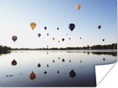 Hete luchtballonnen tijdens een zonsopgang Poster 160x120 cm - Foto print op Poster (wanddecoratie woonkamer / slaapkamer) / Voertuigen Poster XXL / Groot formaat!