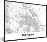 Fotolijst incl. Poster - Kaart - Amsterdam - Simpel - 40x30 cm - Posterlijst