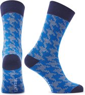 EMILIANNO | Pied-de-poule sokken in fel blauw
