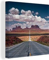 Canvas Schilderij Weg naar Monument Valley in Amerika - 90x90 cm - Wanddecoratie