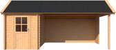 Blokhut met overkapping Kapschuur dak 200 x 300 + 400cm