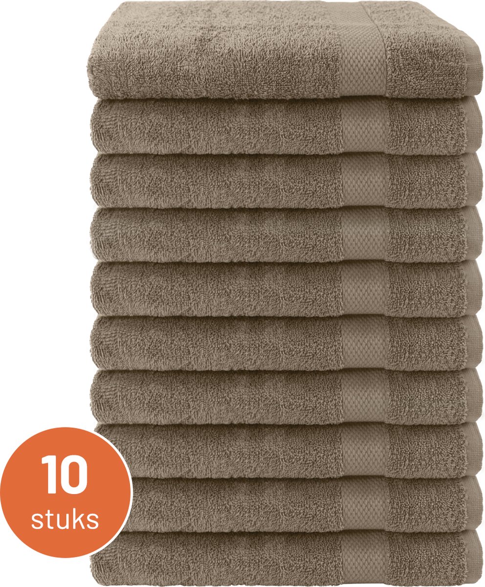 EM Bath Handdoeken – Taupe – 50 x 100 cm – Set van 10