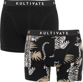 Kultivate tiger 2P boxers zwart - L