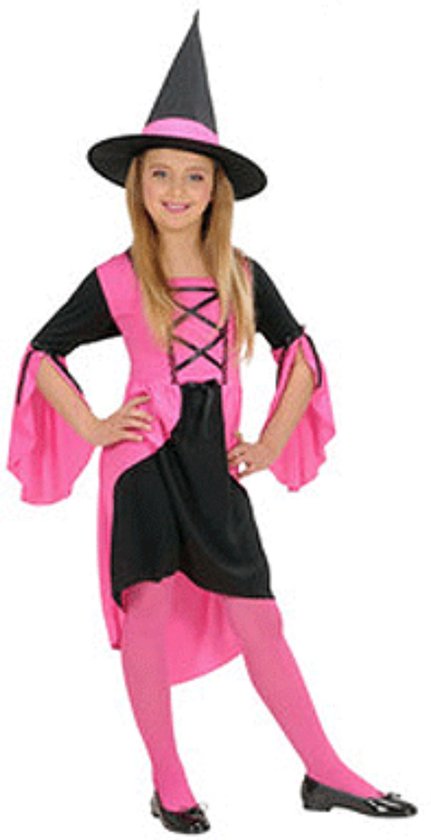 Halloween Heksen kostuum roze kinderen 140