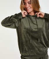 Hunkemöller Dames Nachtmode Hoodie Velours  - Groen - maat L