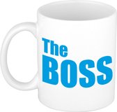 Le patron cadeau tasse à café / tasse à thé blanc avec lettres bleues - 300 ml - céramique - tasse de texte amusant / tasse cadeau