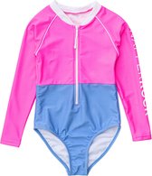 Snapper Rock - UV Zwempak voor meisjes - Lange mouw - Neon Queen Pink - maat 128-134cm