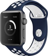 Mobigear Active Siliconen Bandje Geschikt voor Apple Watch Series 2 (38mm) - Wit / Blauw