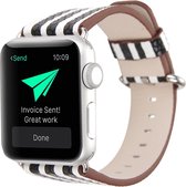 Mobigear Striped Bandje voor Apple Watch Series 1 (42mm) - Zwart / Wit