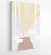 Earth tone boho gebladerte lijntekeningen tekenen met abstracte vorm. Abstract Plant Art-ontwerp voor print, omslag, behang, minimale en natuurlijke kunst aan de muur. 3 - Moderne