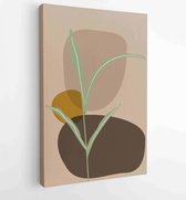 Earth tone boho gebladerte lijntekeningen tekenen met abstracte vorm. Abstract Plant Art-ontwerp voor print, omslag, behang, minimale en natuurlijke kunst aan de muur. 2 - Moderne