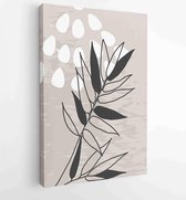 Earth tone boho gebladerte lijntekeningen tekenen met abstracte vorm. Abstract Plant Art-ontwerp voor print, omslag, behang, minimale en natuurlijke kunst aan de muur. 2 - Moderne