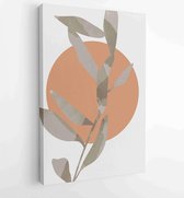 Gebladerte lijntekeningen met abstracte vorm. Abstract eucalyptus- en kunstontwerp voor afdrukken, omslag, behang, minimale en natuurlijke kunst aan de muur. 1 - Moderne schilderij