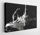 Onlinecanvas - Schilderij - Straal Melk Met Spatten Een Zwarte Achtergrond Art Horizontaal Horizontal - Multicolor - 50 X 40 Cm