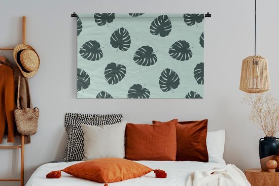 Wandkleed - Wanddoek - Zomer - Bladeren - Blauw - 150x100 cm - Wandtapijt