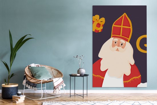 Tableau sur toile Sinterklaas - Personnel - Saint - Enfants - Garçons - Filles - Kids - 120x180 cm - Décoration murale XXL