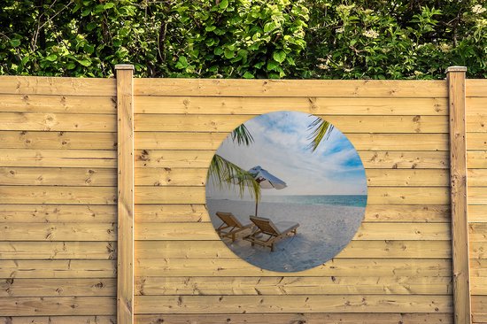 Chaise de Plage Garden Circle - Parasol - Coucher de Soleil - 120x120 cm - Affiche de Jardin - XXL