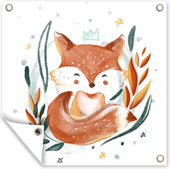 Tuinposters Illustratie van een baby vos - 50x50 cm - Tuindoek - Buitenposter
