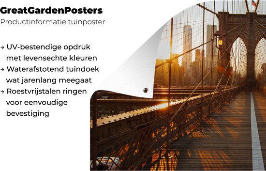 Affiche clôture Bridge de Brooklyn à New York au coucher du soleil - 200x100 cm - Toile jardin